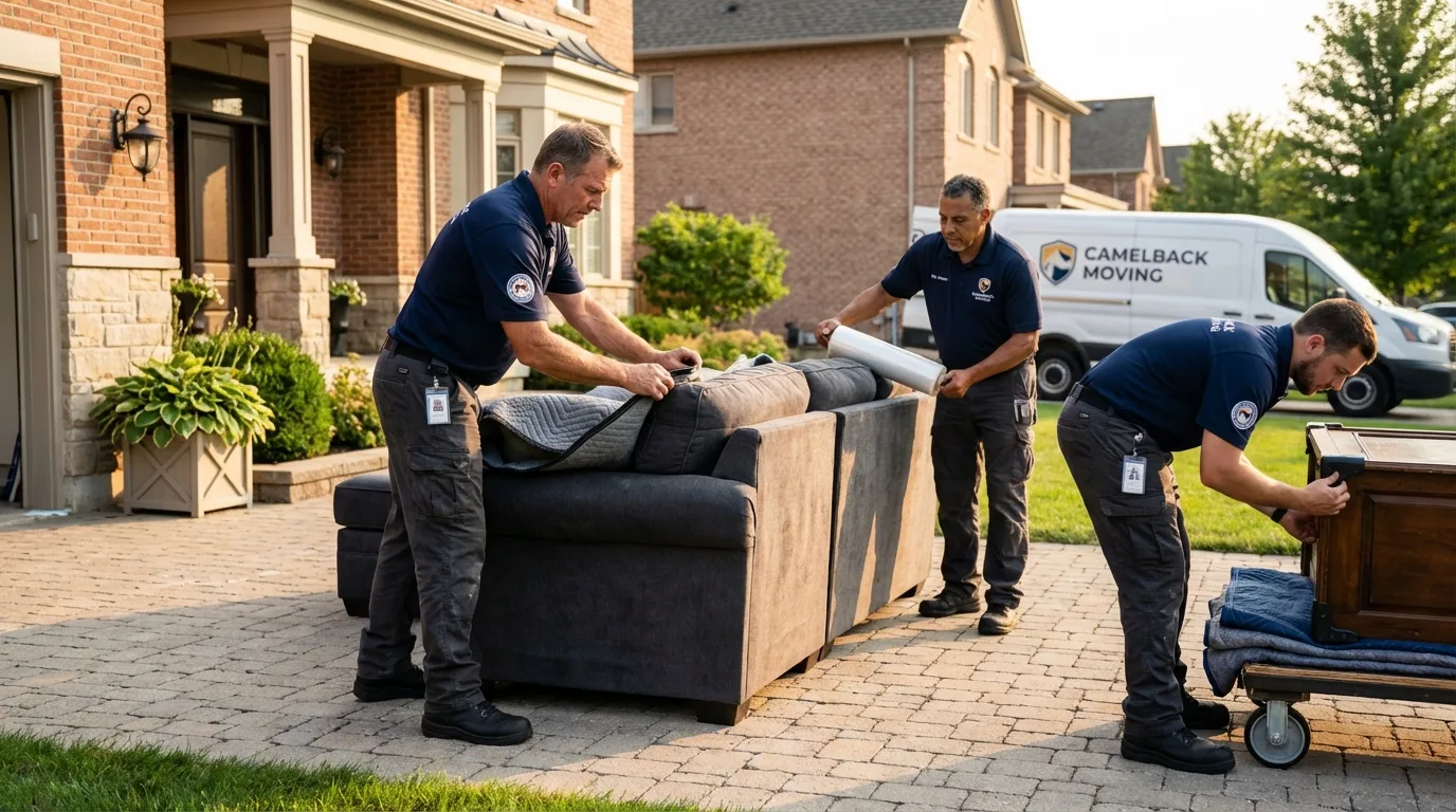 Large estate moving crew wrapping furniture in Moundridge, KS