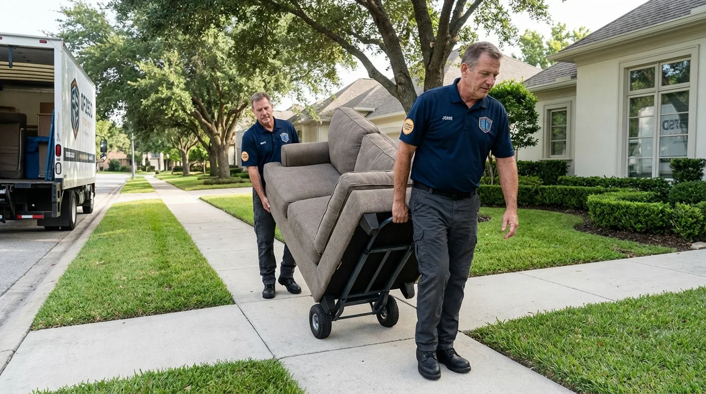 Local residential moving crew loading furniture in Moundridge, KS